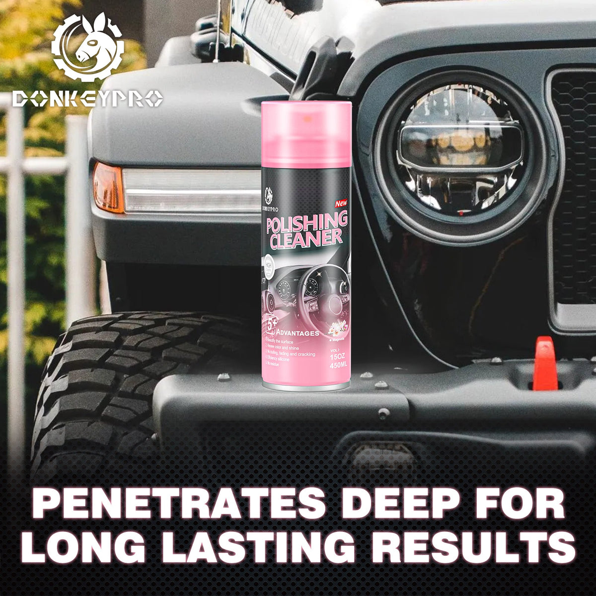 Car Interior Cleaner, Polishing Cleaner Detailer Spray for Vehicle Detailing, 450ml Aerosol 15 fl oz with Iron Can