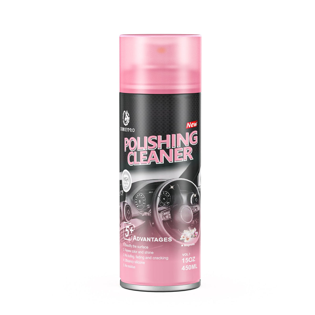 Car Interior Cleaner, Polishing Cleaner Detailer Spray for Vehicle Detailing, 450ml Aerosol 15 fl oz with Iron Can