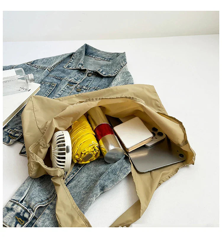 Women's Foldable Keychain Roll-Up Nylon Tote Bag