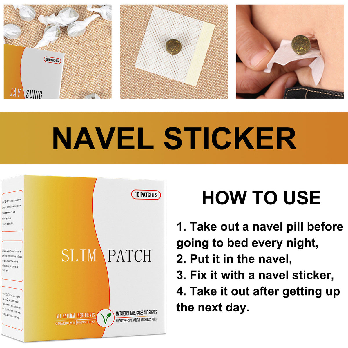100% Natural Tummy Belly Button Slim Patch with Tightness
