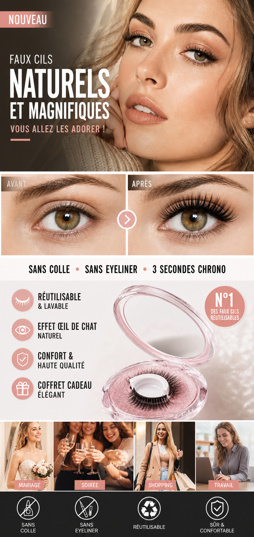 Self-Adhesive Reusable False Eyelashes