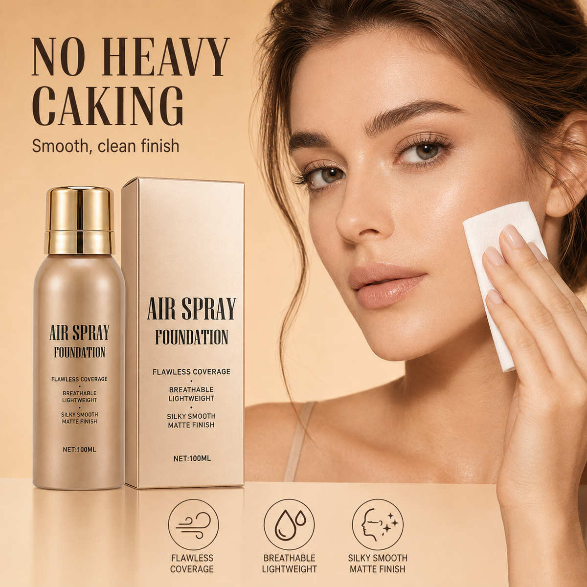 `💦Waterproof Flawless Air Spray Foundation｜Long‑Lasting Airbrush Makeup, Sweat‑Proof Buildable Coverage ✨`