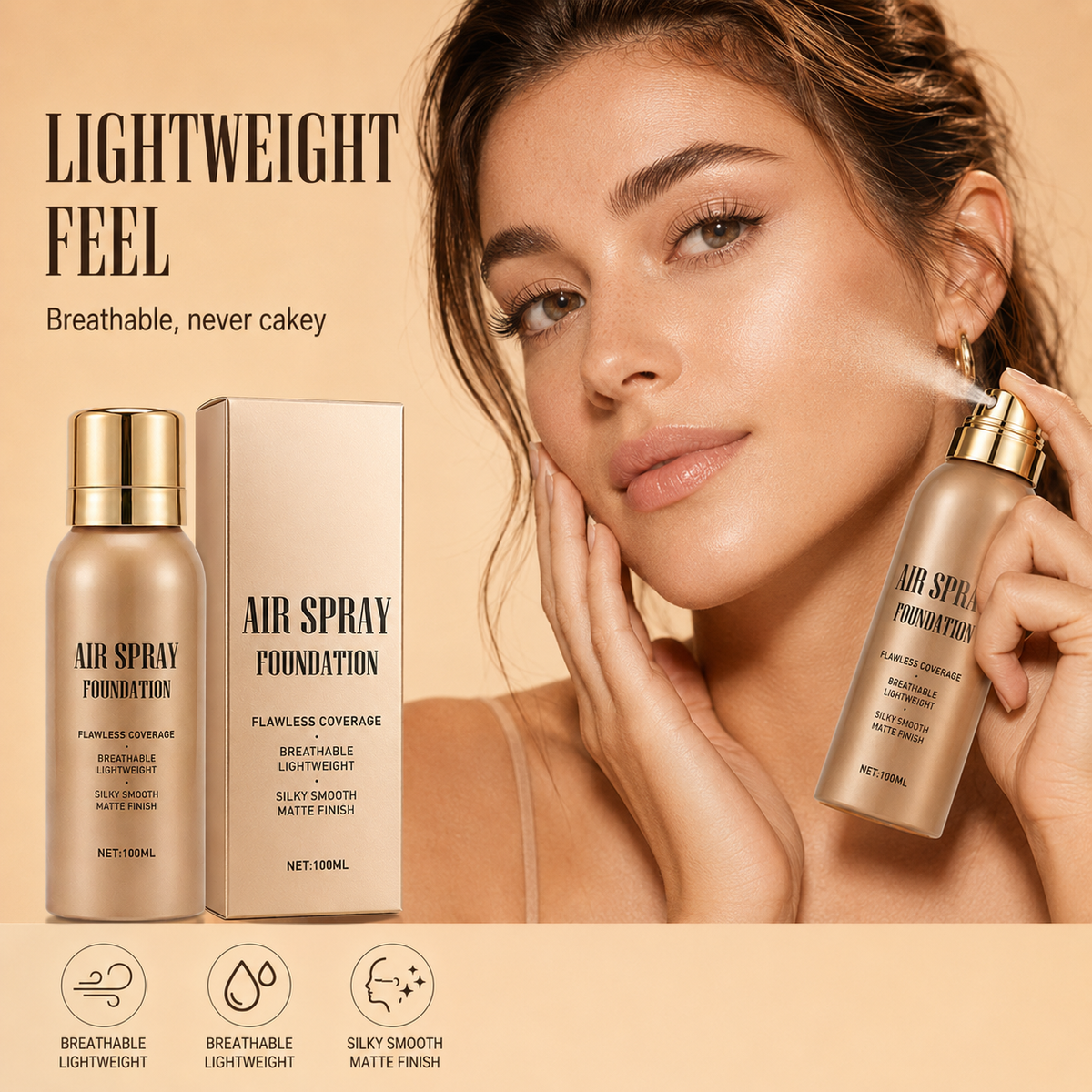 `💦Waterproof Flawless Air Spray Foundation｜Long‑Lasting Airbrush Makeup, Sweat‑Proof Buildable Coverage ✨`