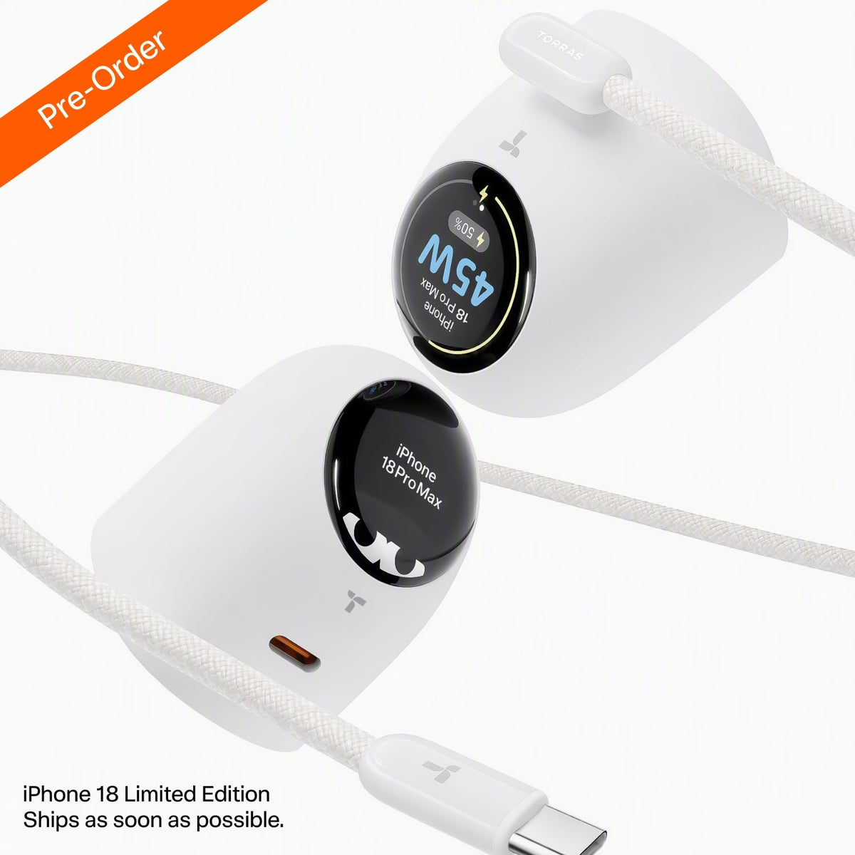 🔋 TORRAS FlashEye-Dot Smart Display Charger — 45W